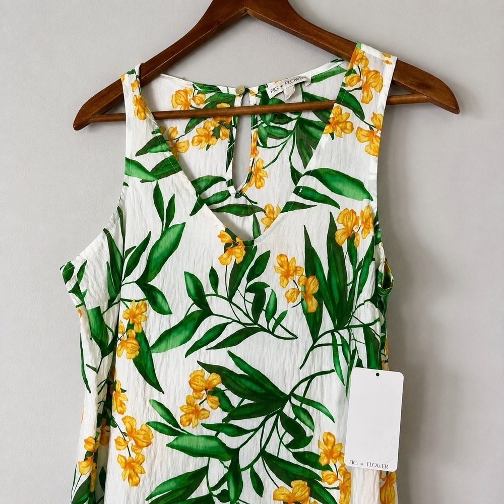Anthropologie Fig & Flower Medium Maxi Dress Coastal Cottagecore Tropical Boho - Picture 3 of 7